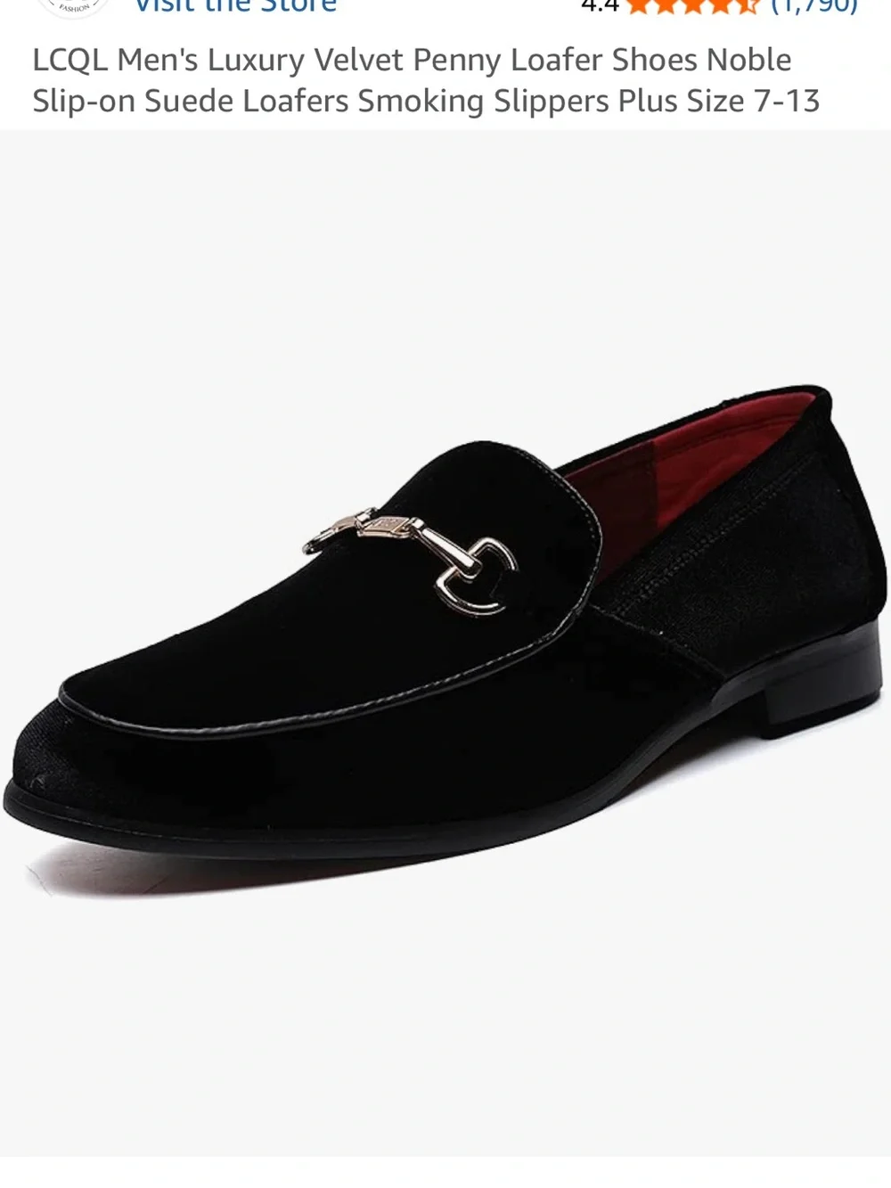LCQL Black Velvet Loafers with Gold Bit Hardware size 10